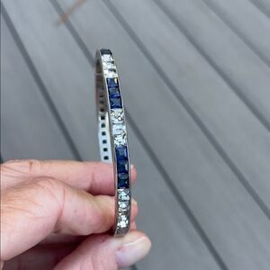 Vintage Sterling Silver Crystal Bracelet with fine etching and safety chain